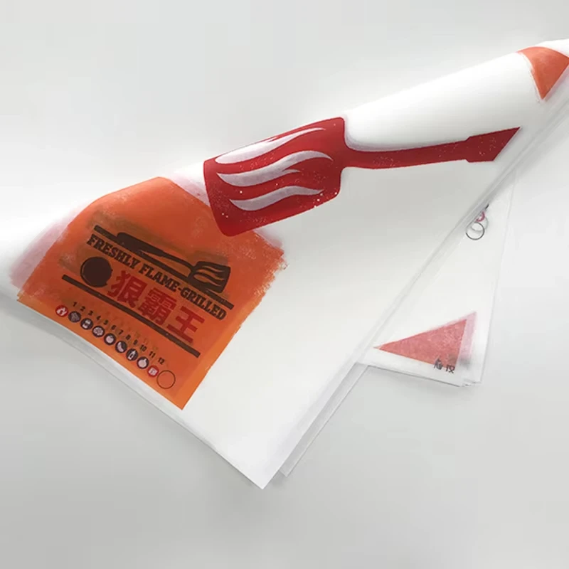 Custom Biodegradable Hot Dog Burger Packaging Kraft Paper Greaseproof Hamburger Sandwich Wax Paper Food Wrapping