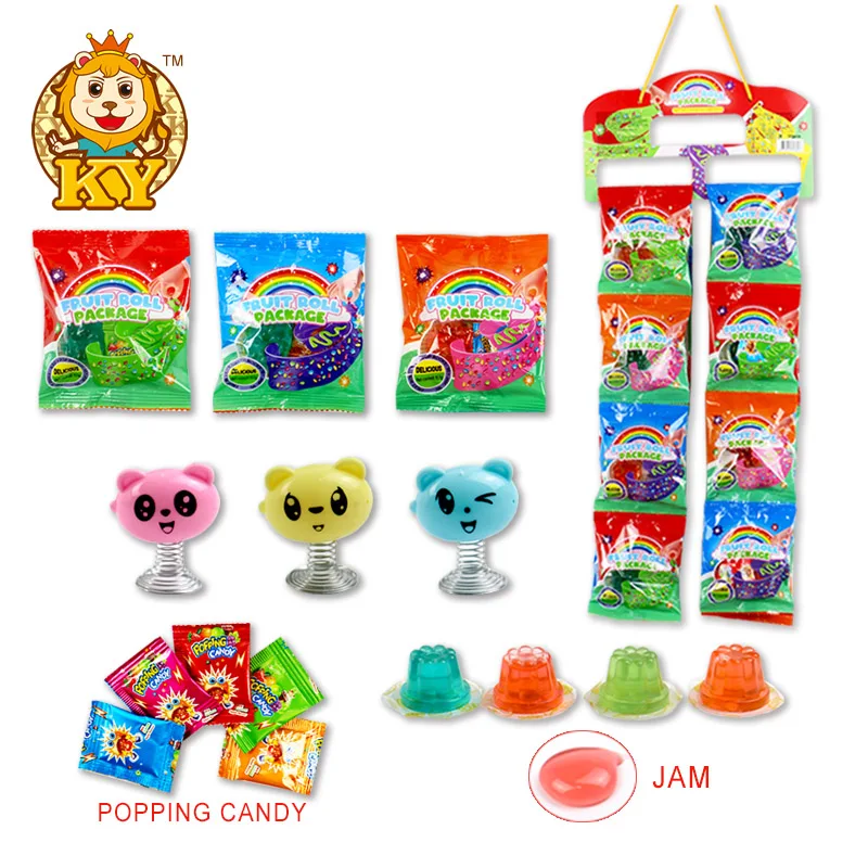 Manufacturer Wholesale Funny Spring Bounce Cartoon Animal Shaped Plastic Toys with Jam Jelly and Popping Candy