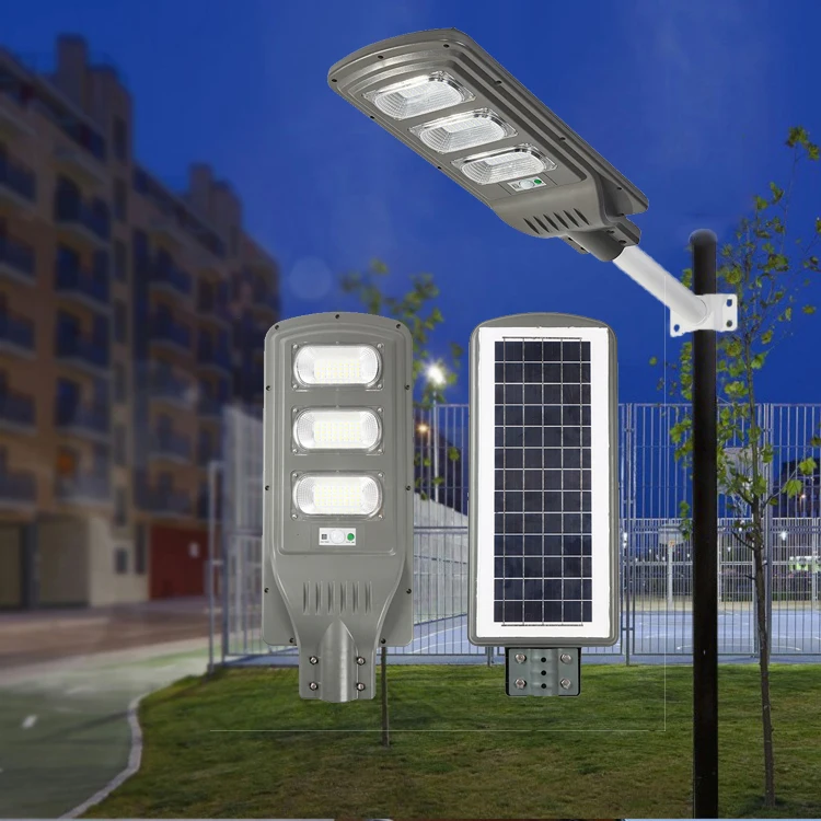 High quality Motion Sensor LED Solar Street Light  100W 200W 300W work time 8-12H integrated All In One Solar Led Street Light