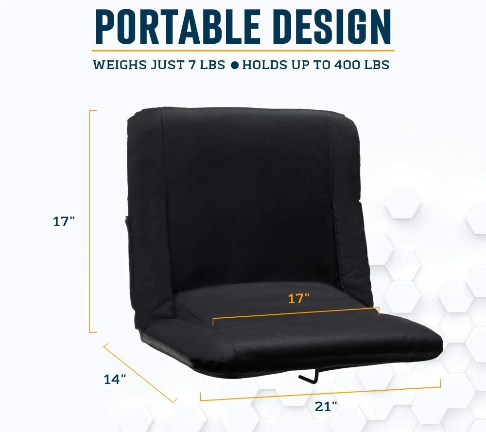 Foldable Camping Padded Backrest Seat Reclining Stadium Beach Chairs Adjustable Armrests For Bleachers