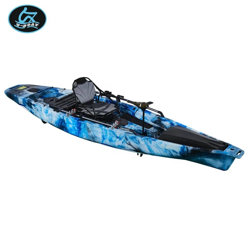 Wholesale 14ft plastic sit on top free hands foot pedal drive fishing