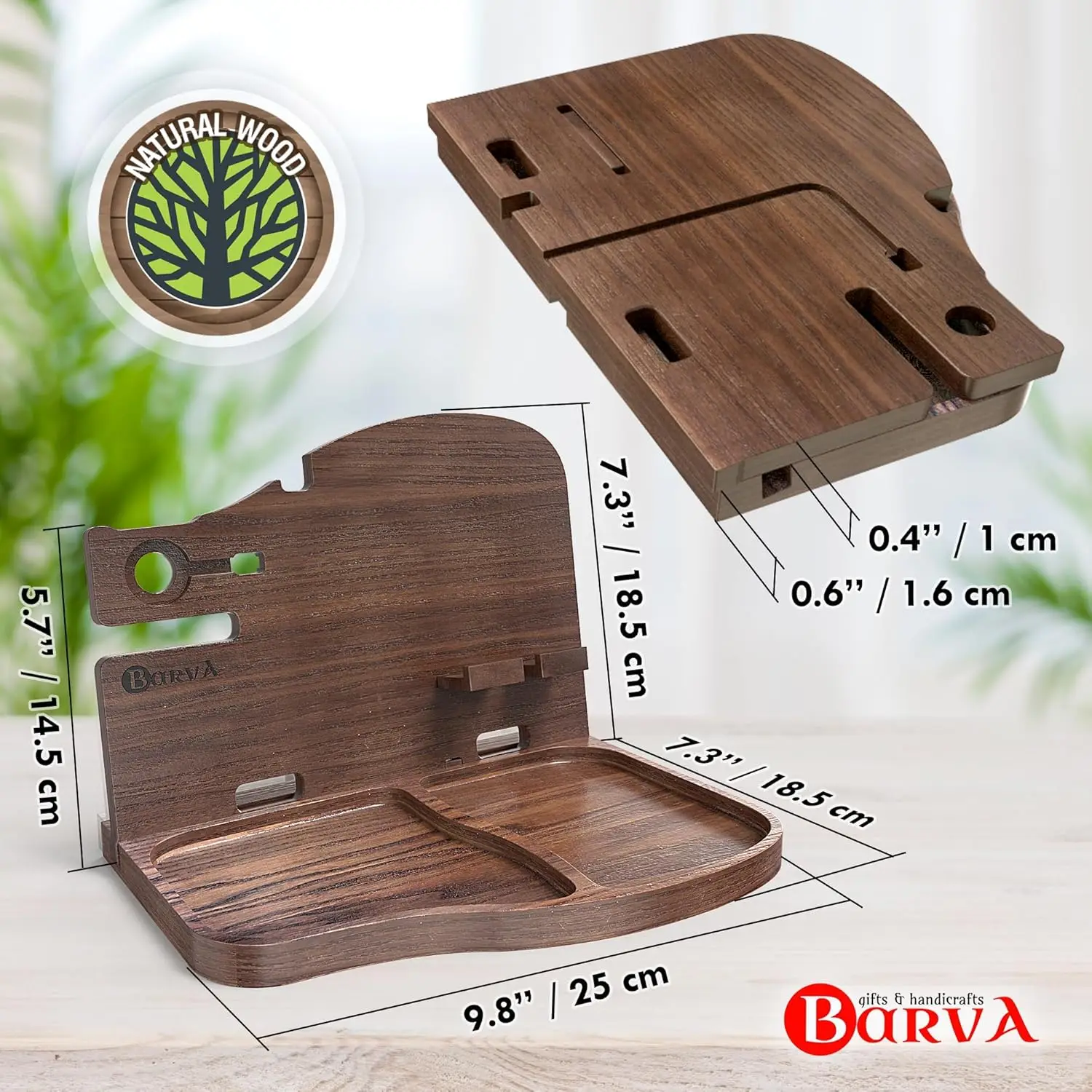 Wood Docking Station Phone Nightstand Organizer Table Charging Dock