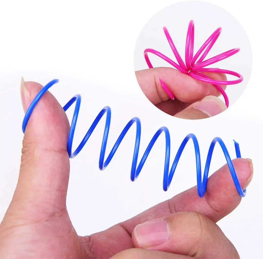 Playful Indoor Cat Spiral Spring Keep Fit Interactive Durable Plastic Colorful Interactive Cat Spring Toys