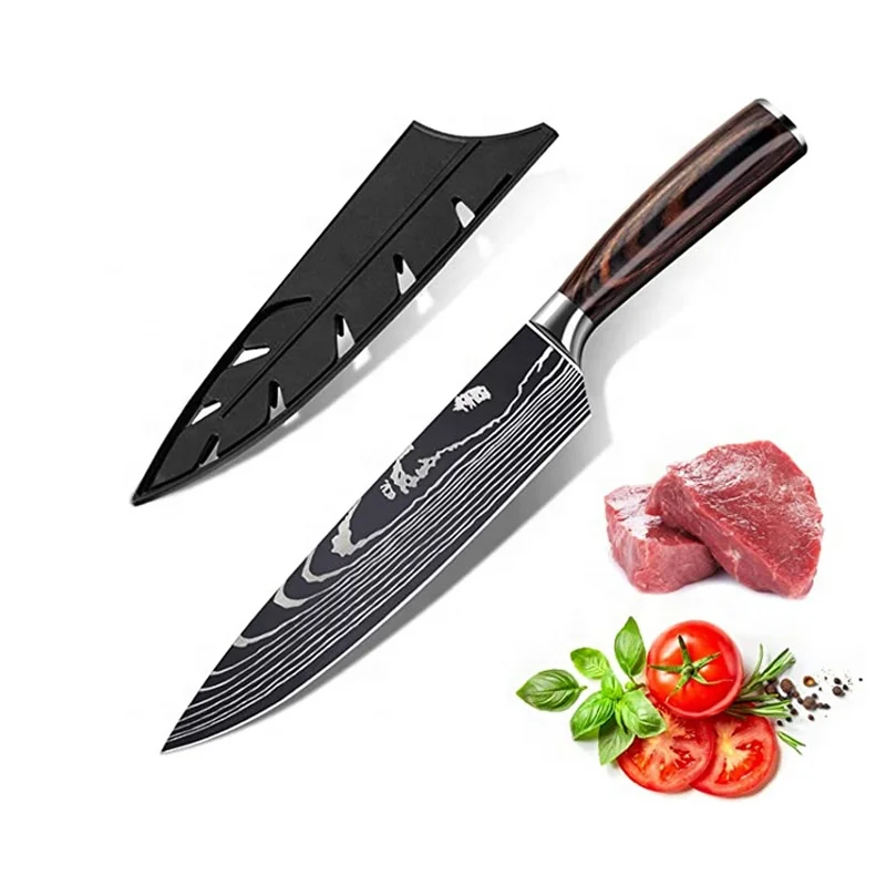 hot sale professional 7Cr17 stainless steel  8 inch damascus pattern kitchen chef knife