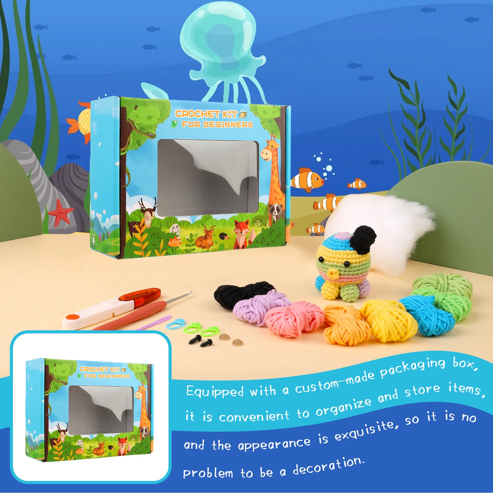 Colorful Octopus Crochet Animal Kit Beginners Diy Adult Crochet Kit