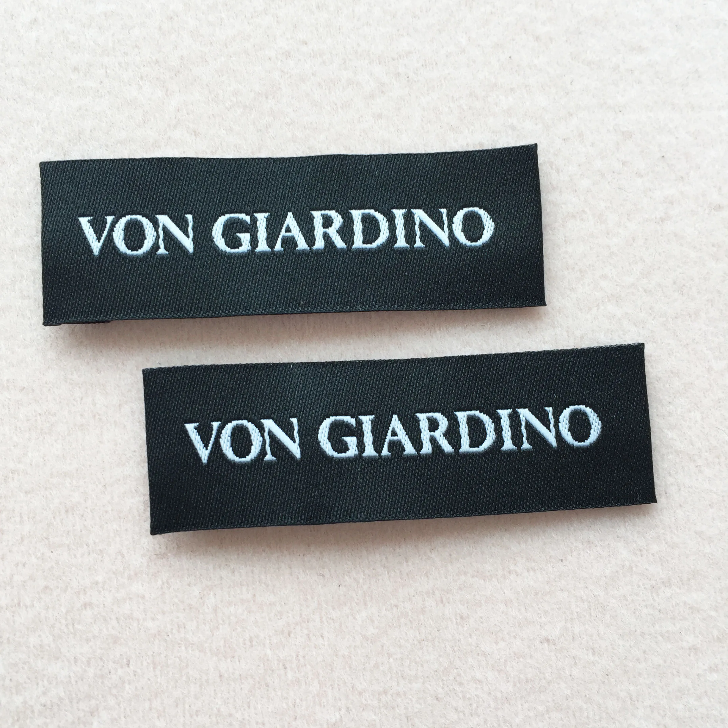 Custom Brand Name Logo Garment Neck Damask Fabric Woven Label For Clothing