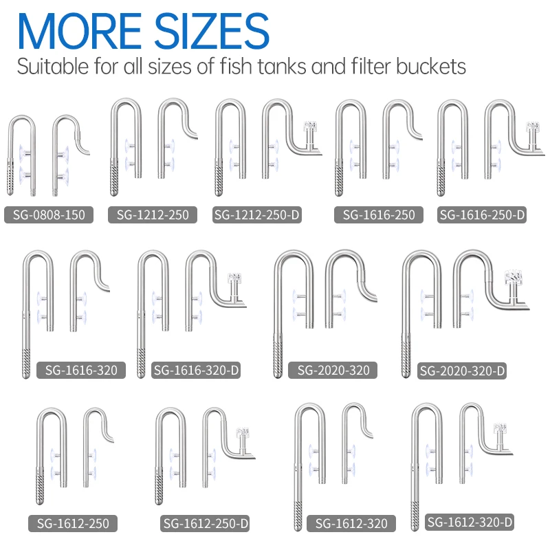 WEEKAQUA Aquarium Filter Lily Pipe Stainless Steel Pipe With Surface Skimmer Inflow Outflow Stainless Steel For Fish Tank Filter