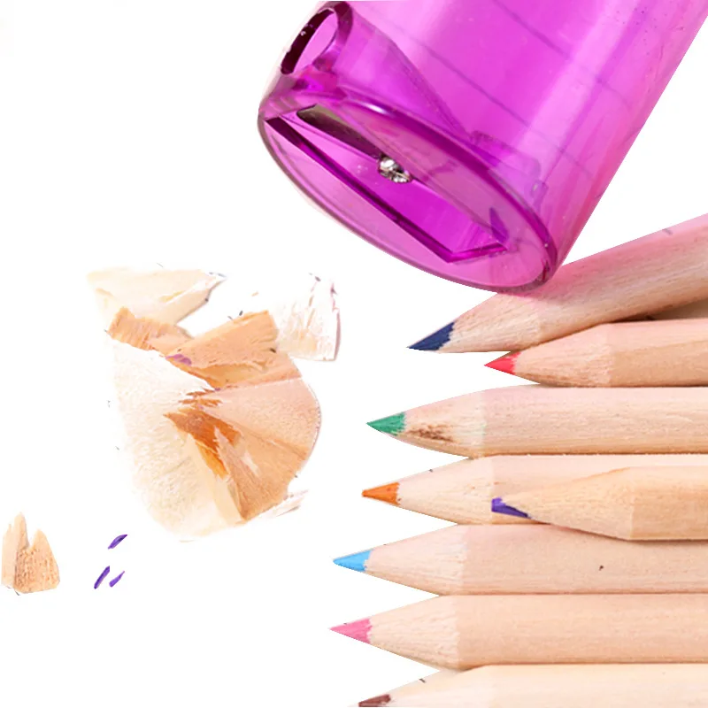 Pencil Manufacturer Cartoon bear 12 Colored Pencils With Topper Sharpener,Tube Packing Colorful Wooden Pencil Cheap Price