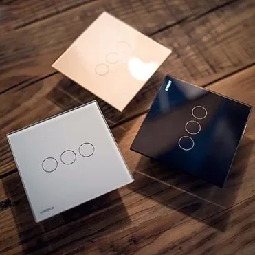 EU/UK Standard 2 and 3 Button Glass Panel, 3mm Tempered Glass Touch Switch Panel