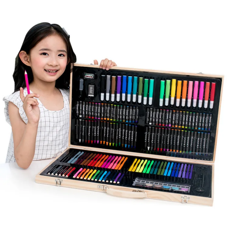 180pcs Kids Painting Supplies Office Watercolor Pen Colored Pencil Crayons Oil Pastel Brush Set