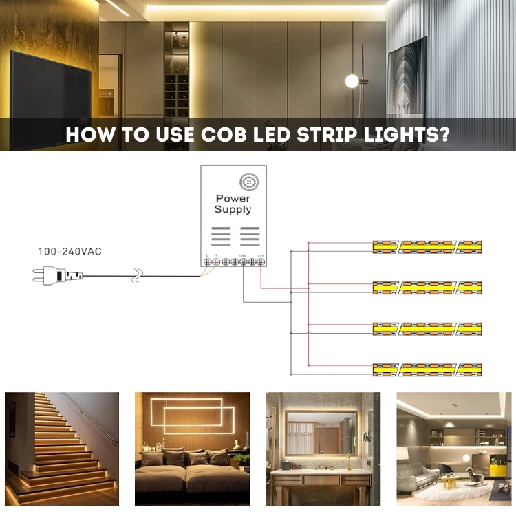 LED COB LED Strip Light 8mm Mini Cut Unit Flexible 12V 24V LED Neon Strip Color Flexible Tape for Home Decor