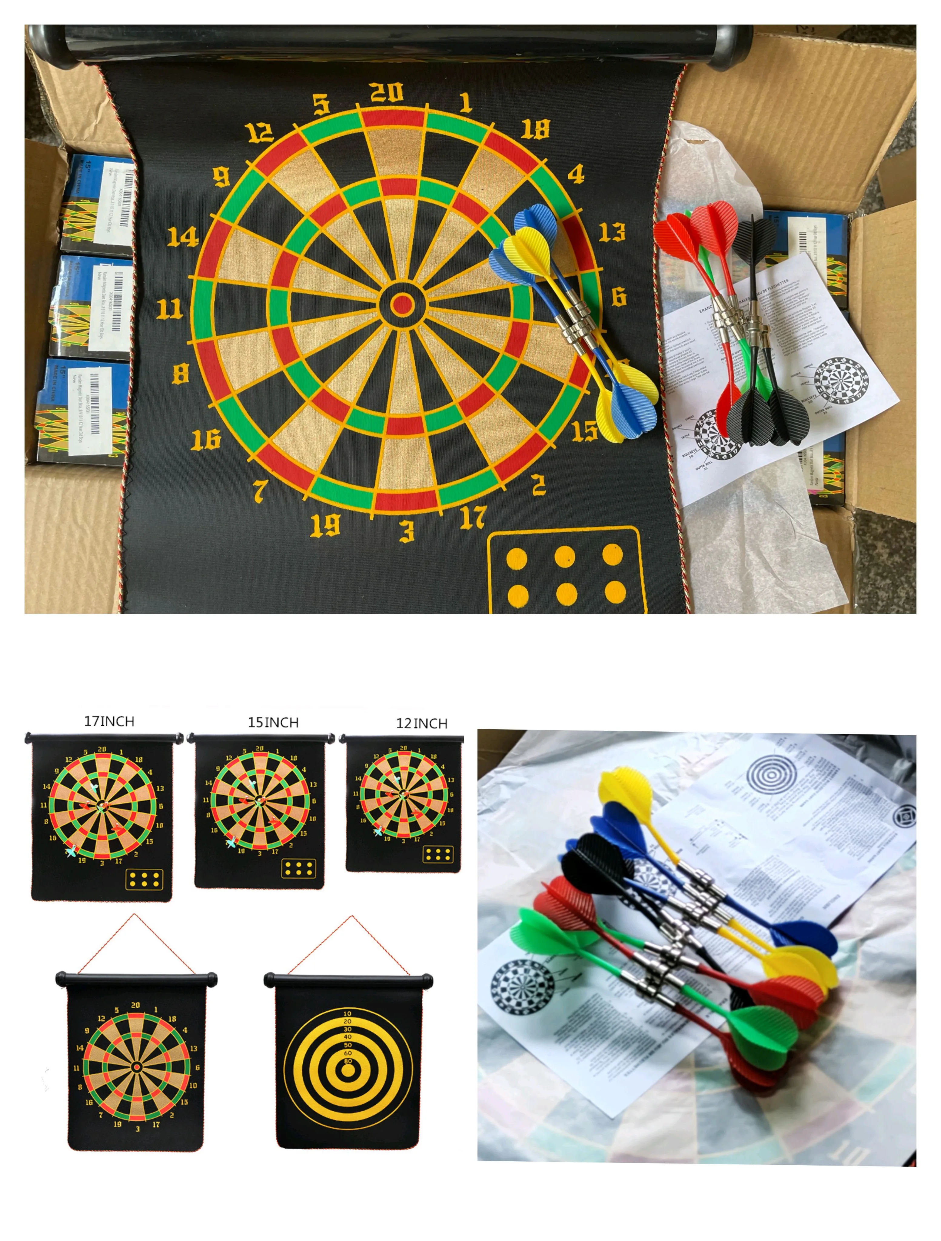 2024 Popular Home Game 12 Inch Magnetic DartBoard Factory Direct Wholesale Accept customization Boxed Barrel Packing DartBoard