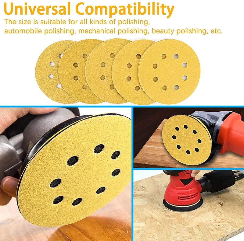 Abrasive Tools Aluminum Oxide Hook And Loop Sand Paper Yellow Color Sanding Paper Discs For Automotive Industry