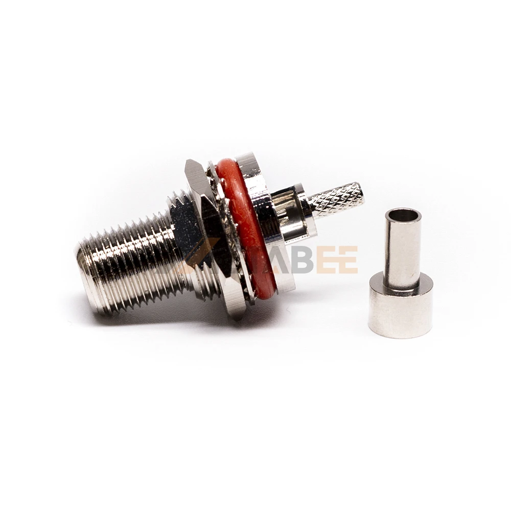75ohm Nickel Plated Straight F Female Waterproof Connector Crimp for Cable