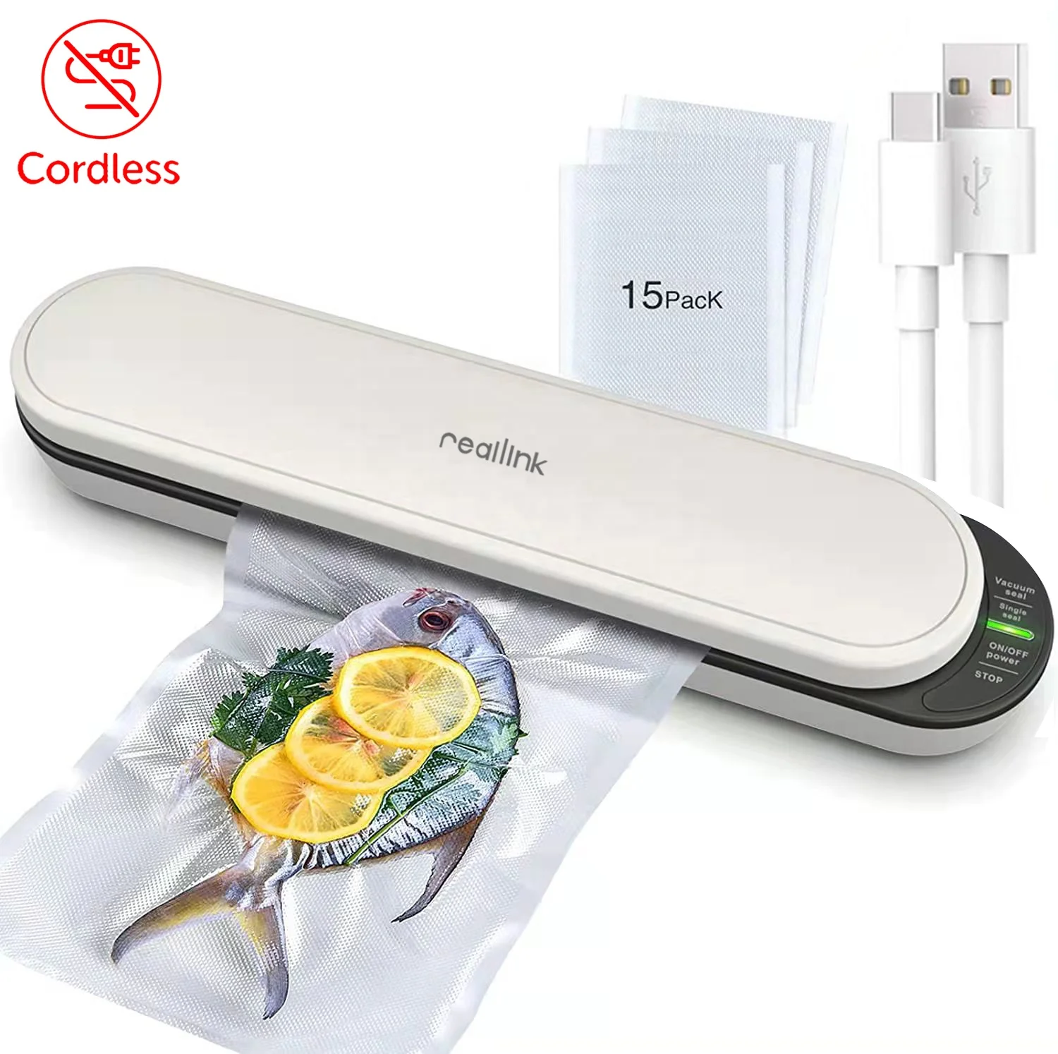 REALLINK usb rechargeable Japan tech high quality Automatic Dry & Moist food Vacuum Sealer Machine for Food Saver Vacuum Sealer