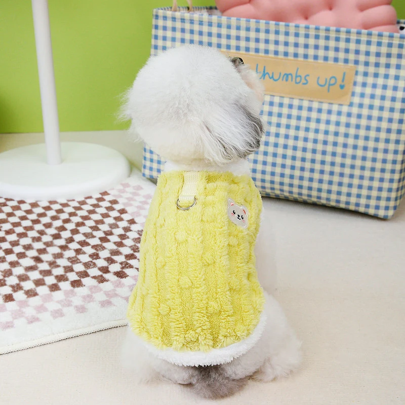 Cheap High Elasticity Soft Plush Warm Pet Winter Clothes Cute Bear Pattern Pet Clothing Colorful Teddy Dogs Vest for Outdoor