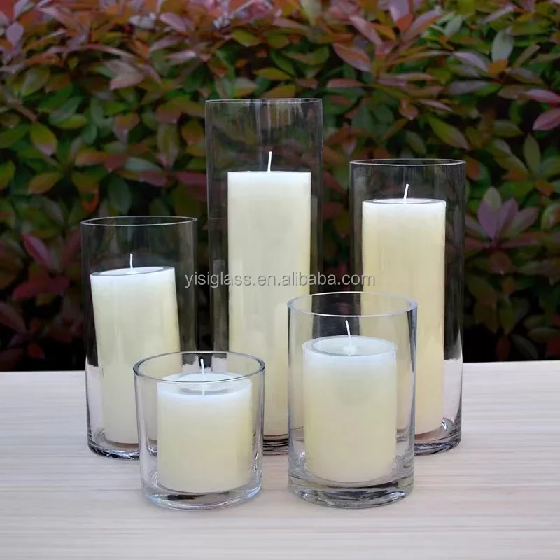 Factory Price Manufacturer Supplier Candle Holder Glass Round Candle Box Pillar Candle Holder