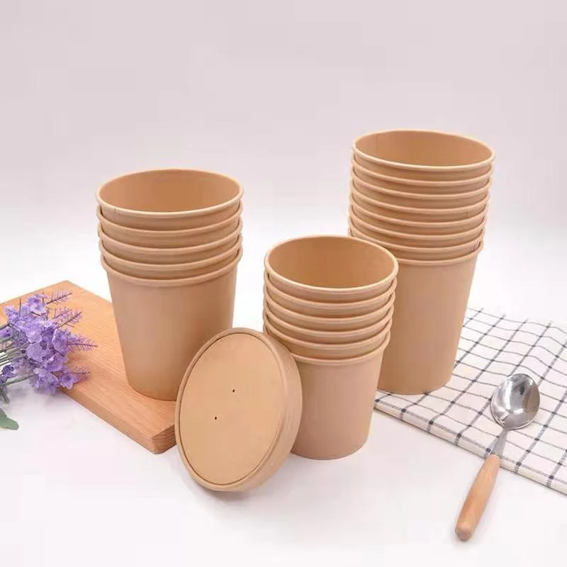 Custom Biodegradable Food Packaging Disposable Soup Bowl Kraft Paper Bowl