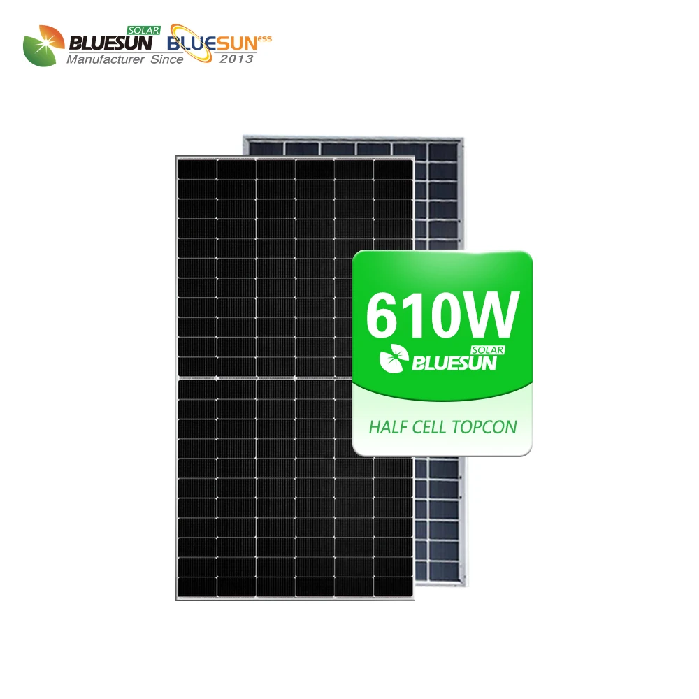 Bluesun hot sale 610w solar panel double black half cell topcorn solar panel  high efficiency