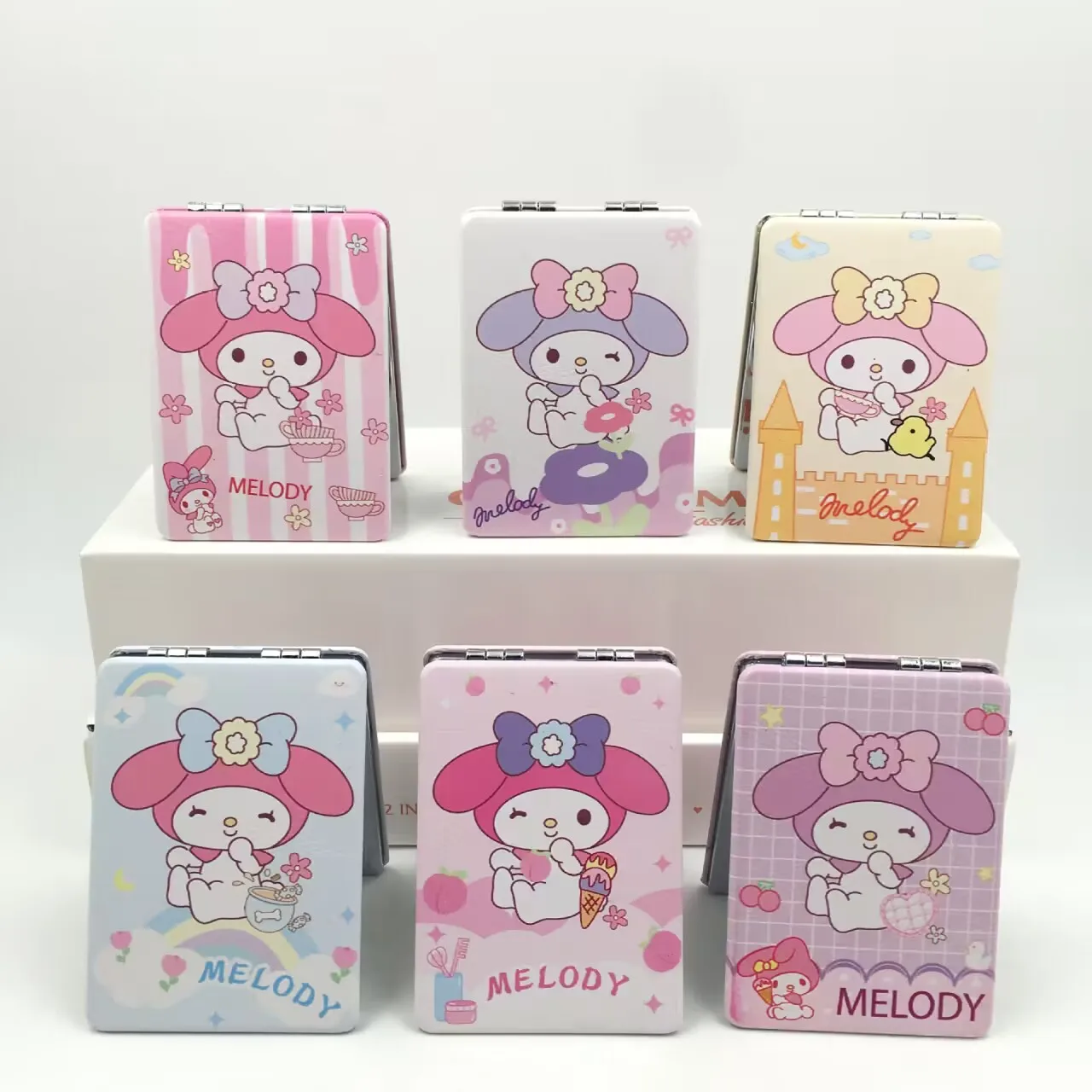 Yubon Portable Small Mirror Cute Sanrioed Mereditins Style Makeup Double Mirror Double-Sided Pattern Makeup Gift for Girl