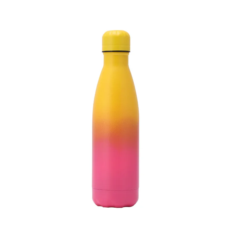 Spray paint color lid gradient color cola bottle double-layer stainless steel thermos sports bowling water bottle 500ml