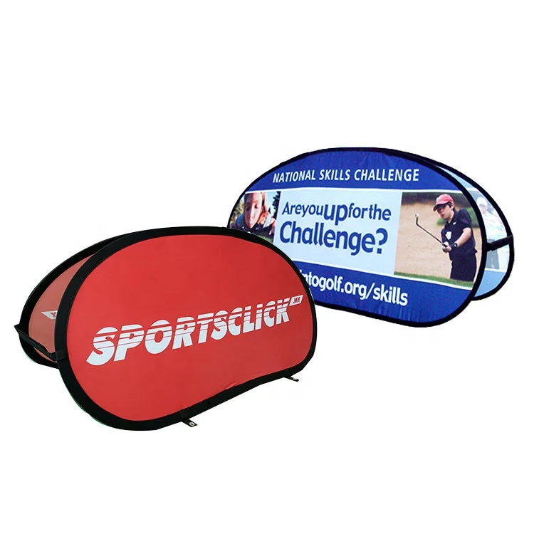 Oval Circle Portable Fabric Pop-Up Banner Sign For Sport Advertising Eco Folding 2X1M Stretch Collapsible A Frame Pop Up Banner