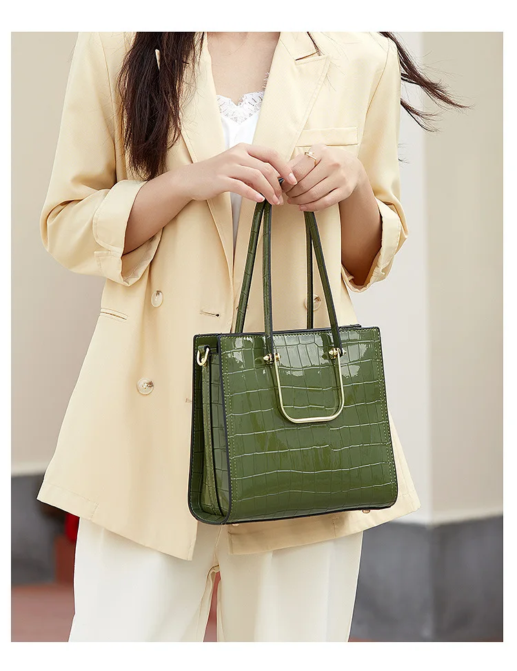 Designer  fashion wholesale vegan pu bags tote bag  and  crocodile grain shoulder  handbags and satchel bags for woman