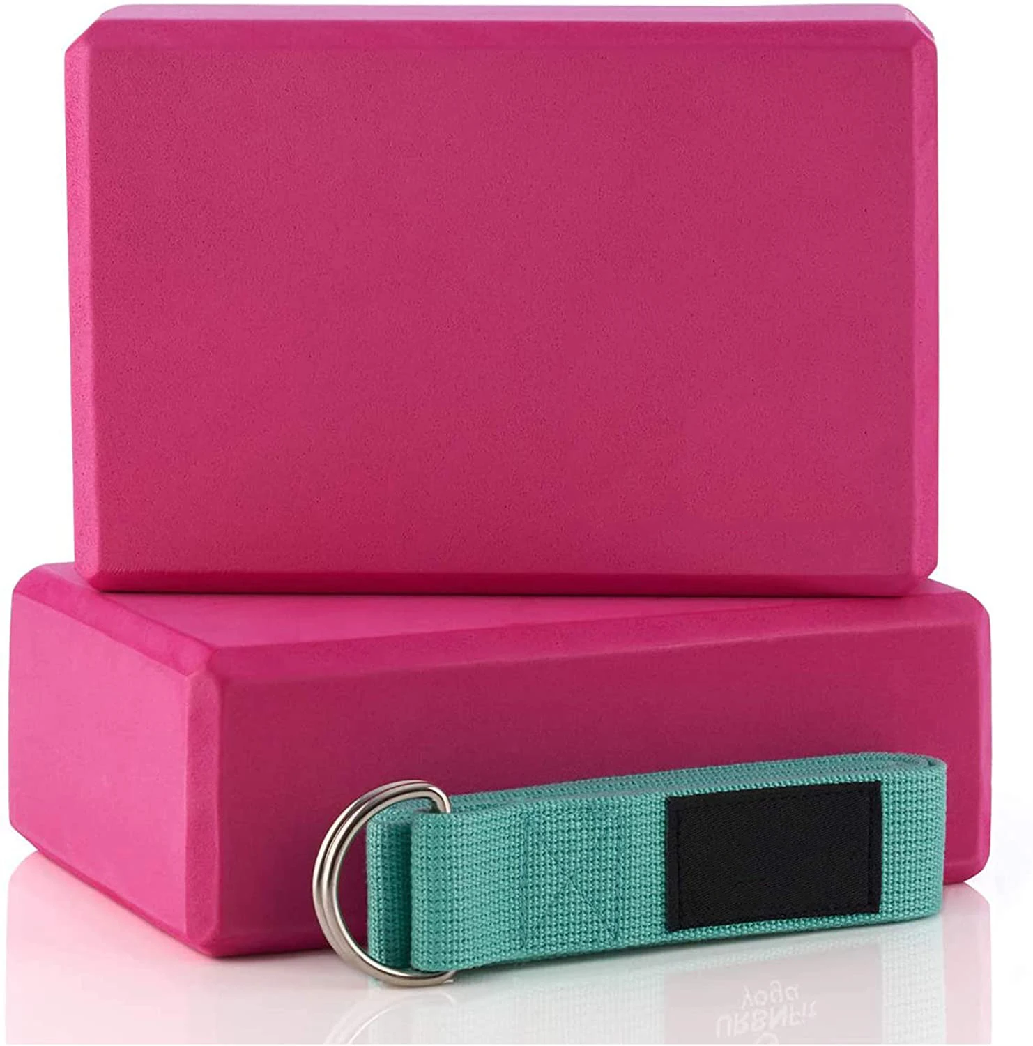 Блок для йоги, 2 шт., набор блоков с эластичным ремешком, влагостойкий, Высокоплотный пенопластовый блок из ЭВА, улучшает баланс и гибкость