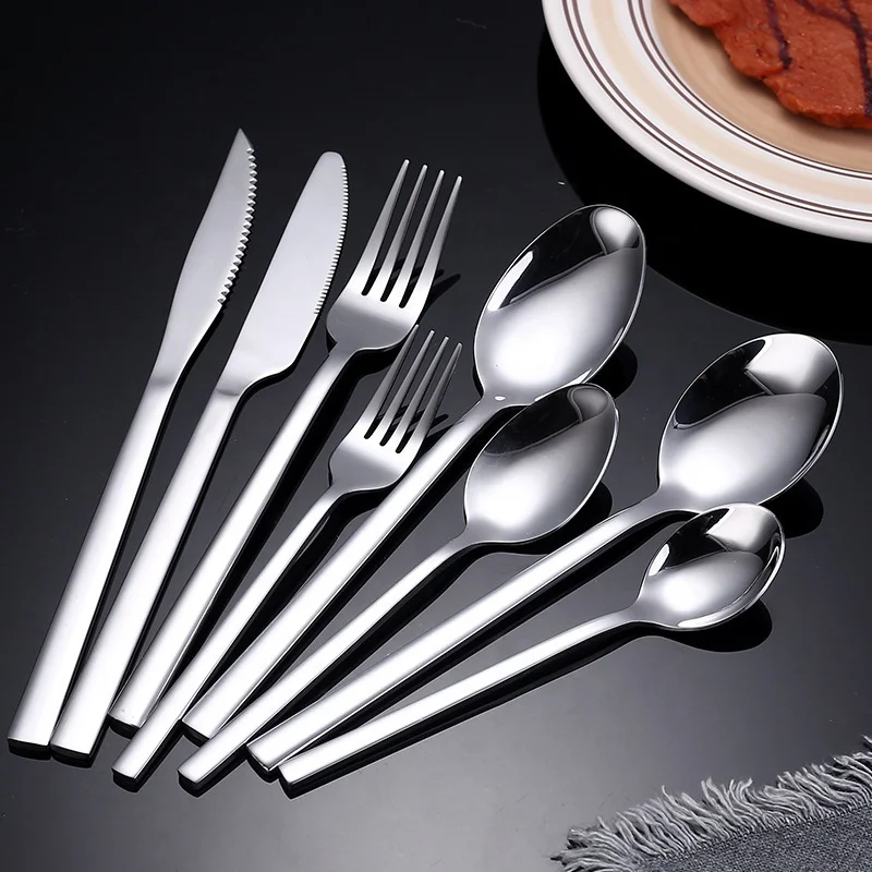 Hot sell style black gold color handle flatware set high quality children cutlery stainless steel cutlery set