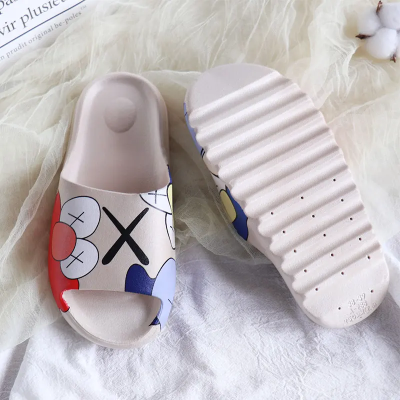 OEM Slides Women Men Shoes Summer Printed EVA Plastic Cartoons Prints  Adult Slipper