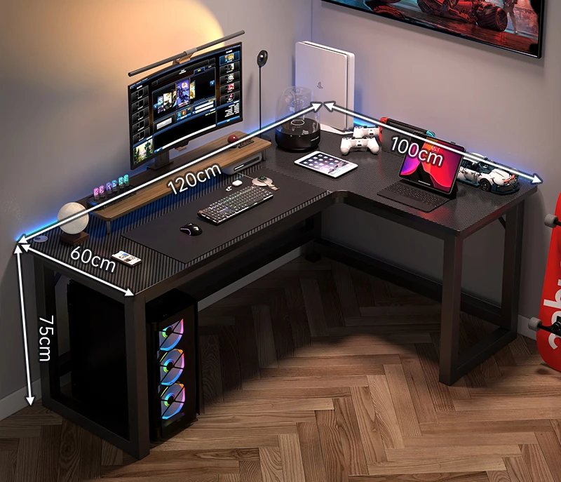 Simple home corner e-sports desktop computer desk chair combination L-shaped desk bookshelf learning desk office