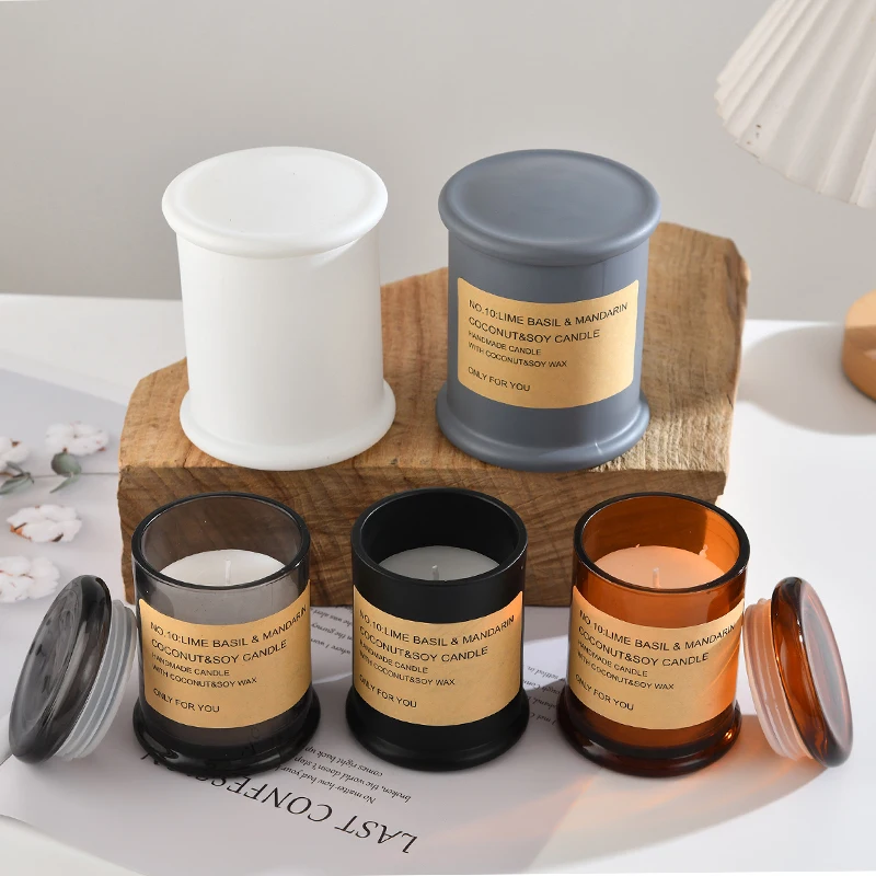 Reasonable Price 120ml Brown Geo Cut Glass Candle Jar With Lid For Candle Making