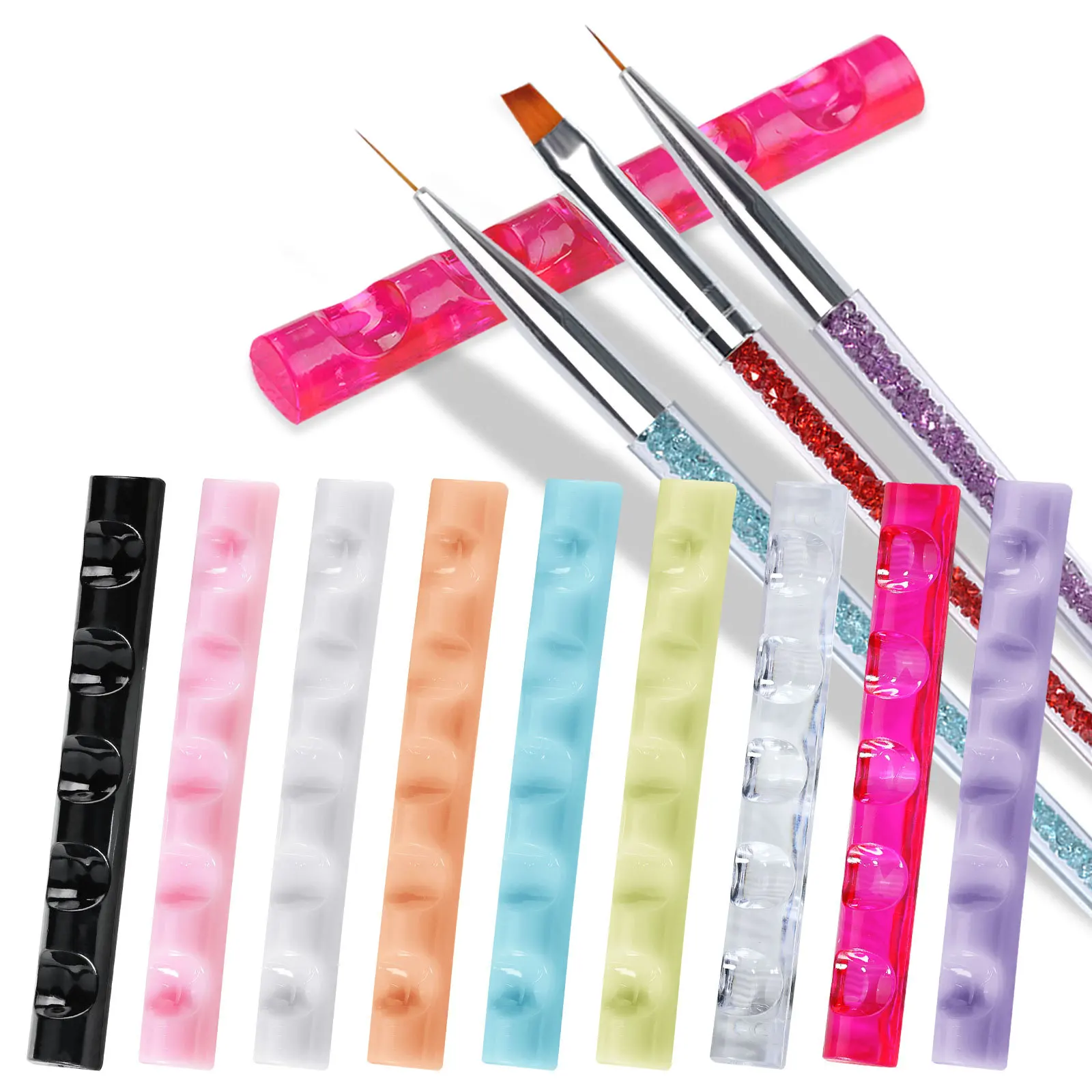 New 5 Grids Simple Strip Design Nail Art Pen Brushes Holder Acrylic Durable Brushes Table Holders For Nail Salon