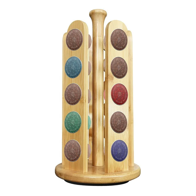 Wholesale customization bamboo rack for K-cup  Coffee capsules pot holder