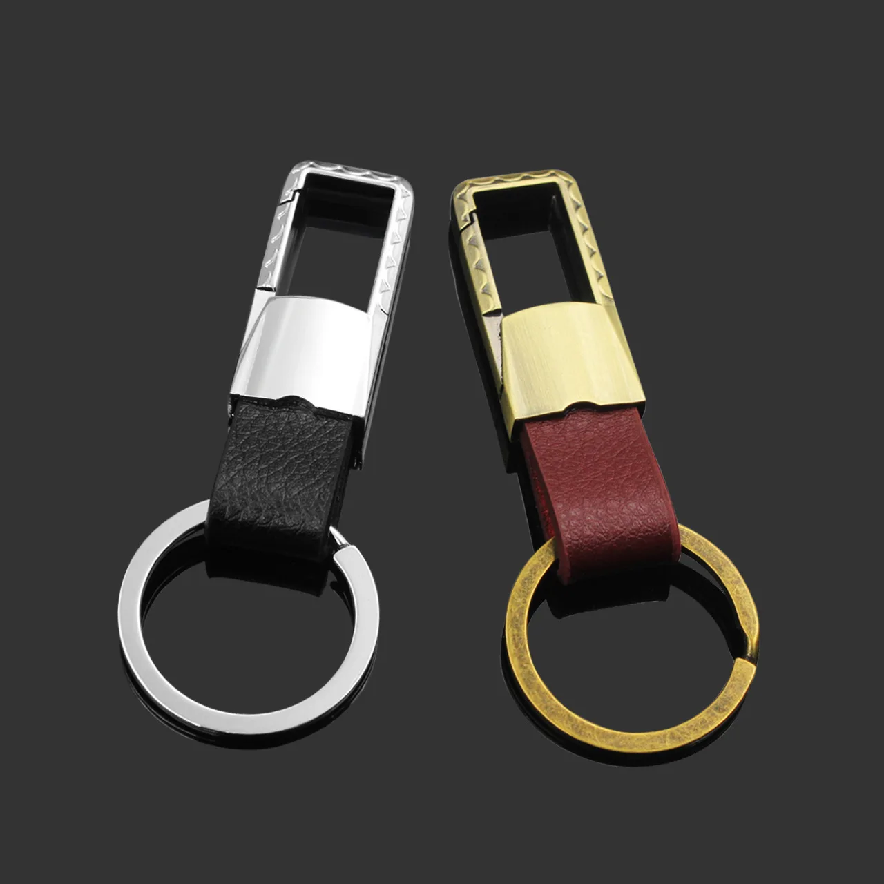 Promotional PU Leather Keychain Sublimation Stainless Steel Keychain Car Logo Customized Metal Key Chain Leather Keyring