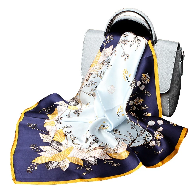 Стильный Пользовательские печати 100% шелковый шарф квадратной формы женские туфли в винтажном стиле; Из натурального шелка хиджаб 53 см