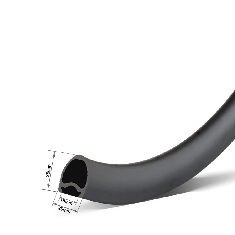 GoFast Road Bicycle Carbon Rim 700c Disc Brake Carbon Tubeless Rims 25mm Width 38mm Depth Tubeless Ready Lightweight Carbon Rims