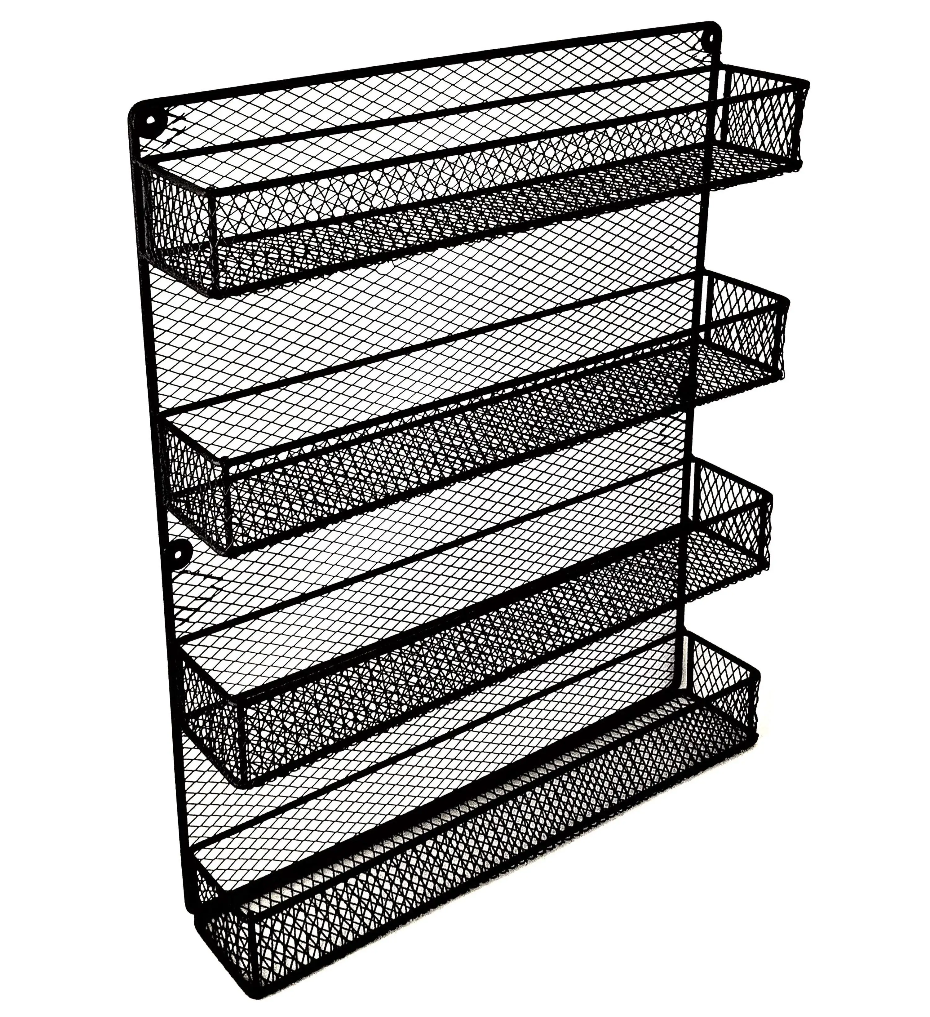 4 Tier Country Metal Chicken Wire Spice Rack Pantry Cabinet or Wall Mounted Spice Rack Storage Organizer