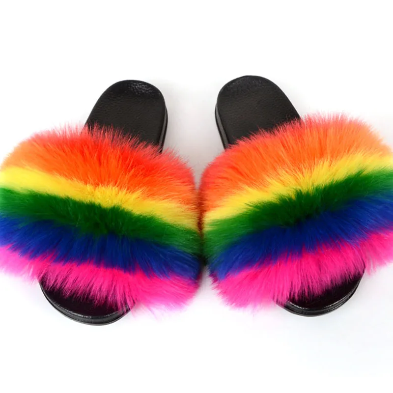 
 Оптовая продажа, меховые сланцы, индивидуальный логотип, шлепанцы из искусственного меха, цветные домашние плоские сланцы, шлепанцы из искусственного меха для женщин  