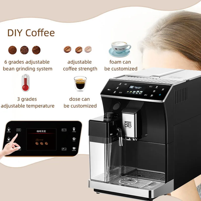 One key operation automatic coffee machine with 110v/220v coffee grinder Cappuccino Coffee Maker for Home Use wholesale