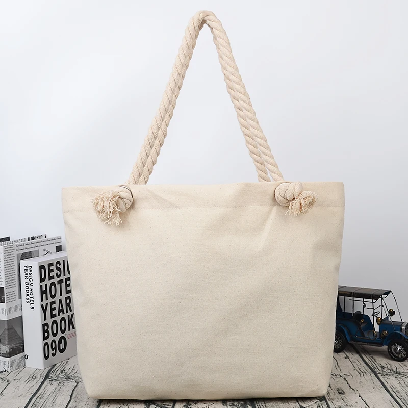 Tote Bag for Women Beach Canvas Cotton Shopping Bags Fashion Leather Handbags Guangzhou High King Factory Plain 10 Pc/opp Bag