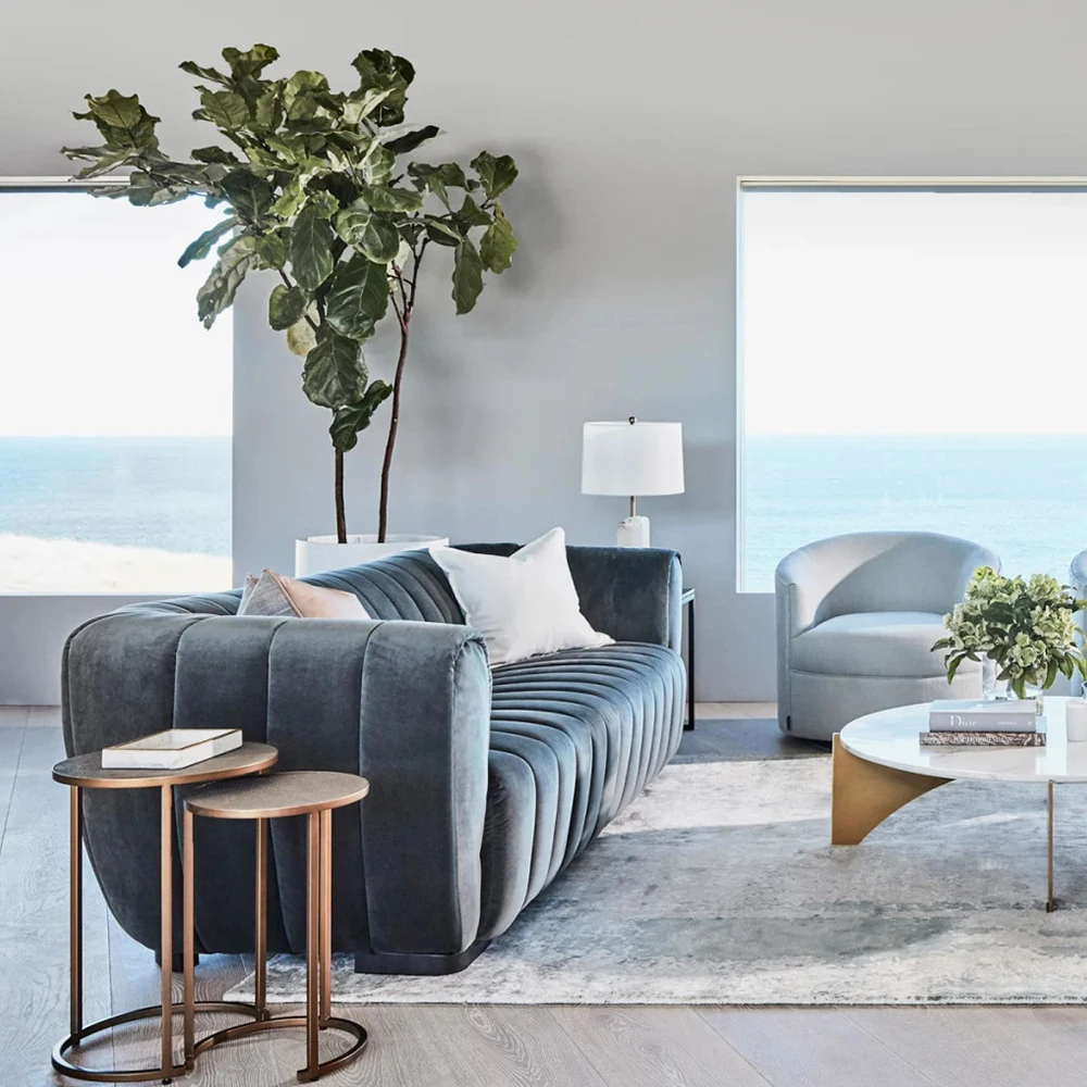 Room Fabric Sofa Three Seat Nordic Modern Design Style Hotel Luxury Living Sofa