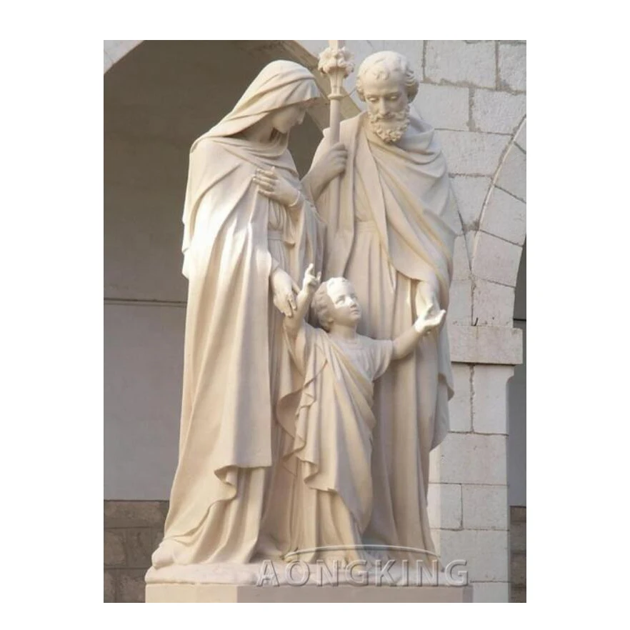 Outdoor Religious White Marble Holy Family Virgin Mary Child Jesus st joseph statue catholic