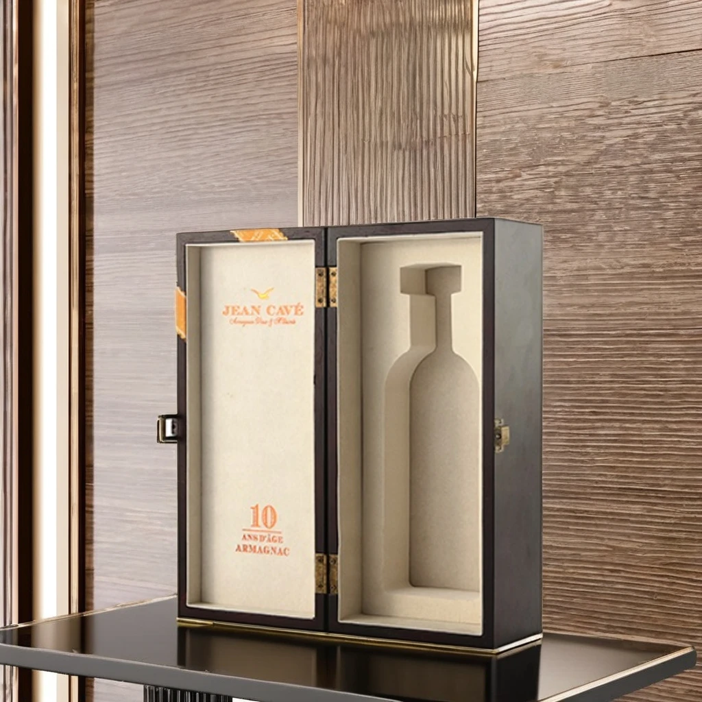 European-style single wooden champagne black high-grade high-gloss paint red wine gift box