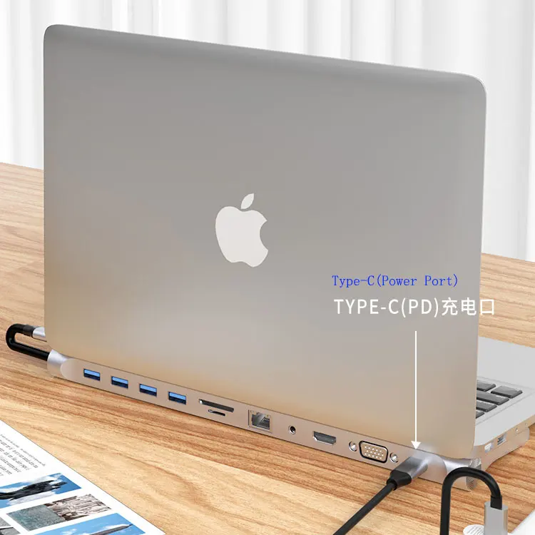 All in one Space Gray 11 in 1 Type C Expansion Docking Station Adapter  Laptop USB Hub