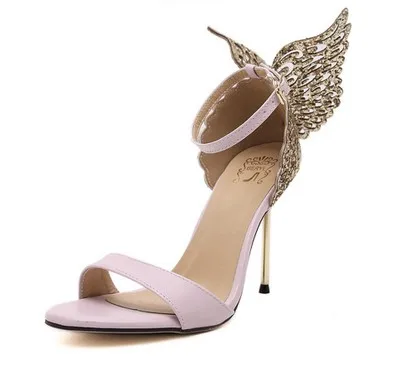 Big hollow butterfly thin high heels sandals women sexy open toe silk gladiator stiletto black buckle summer shoes woman