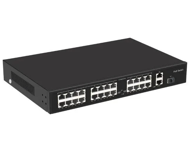 24 Ports Network Gigabit PoE Switches Support VLAN Extend witch 2 Gigabit Ethernet Uplink Ports 300W Network Switch