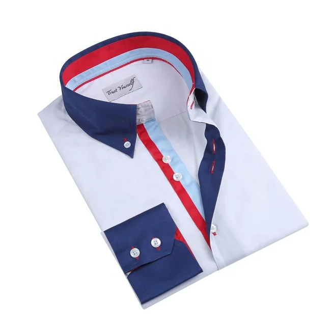 2021 latest Italian fashion 100 cotton  double collar different collar and cuff leisure shirt
