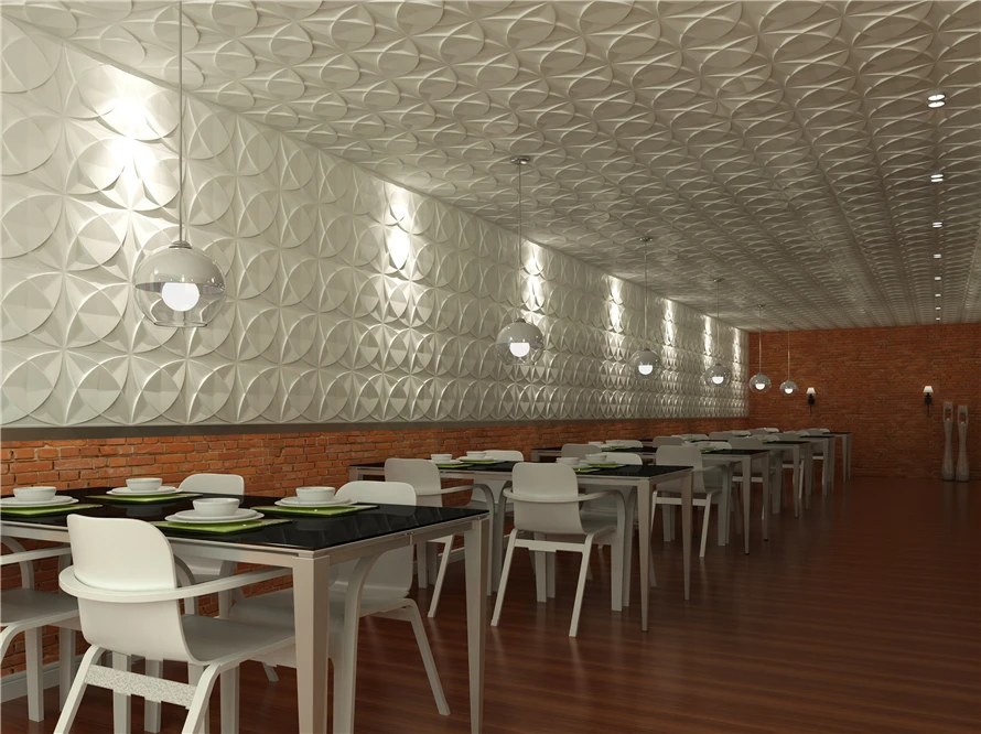 Silver 3D LED Light Cover  Color Interior Decorative 3D Wallpaper Wall Coating PVC Panel