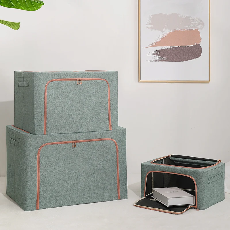 Cloth Steel Frame Folding Storage Box For Clothes Foldable Stackable Storage Box With Household
